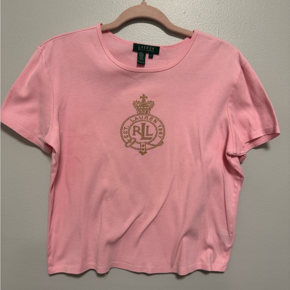 Lauren Ralph Lauren Tops - Ralph Lauren Pink Gold Bling Y2K T-shirt